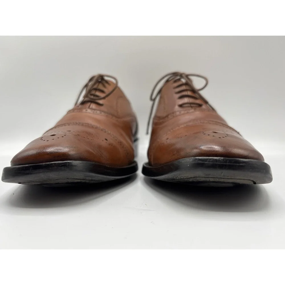 Vittorio Russo Men's Brown Leather Cap Toe Oxford Brogue Dress Shoes Italy 10½